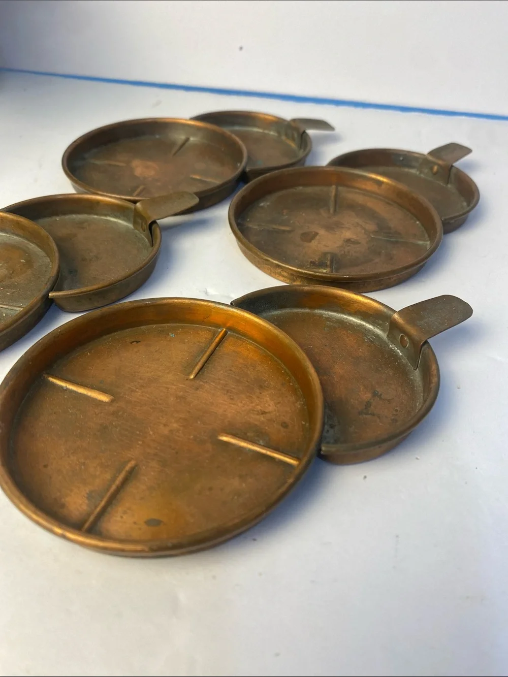 Vintage Solid Copper Coaster Set Home Barware Decor Set of 4-